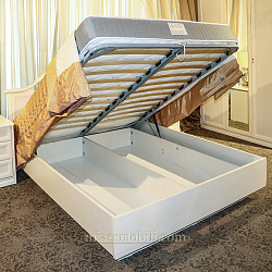 Кровать двойная без ножной спинки с ящиком для белья и КЭ Екатерина крем