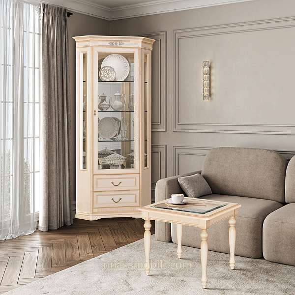 Шкаф для посуды угловой (с зеркалом)