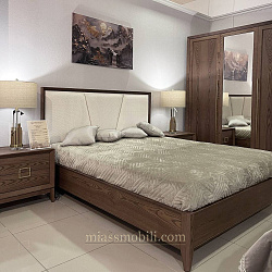 Кровать двойная (1600x2000) с мягким элементом без ножной спинки Modena орех Мокко