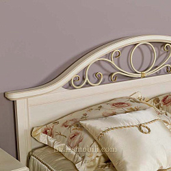 Кровать двойная без ножной спинки с ящиком для белья и КЭ Екатерина крем