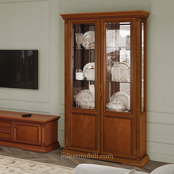 Шкаф для посуды 2-х дв. Лоренцо вишня